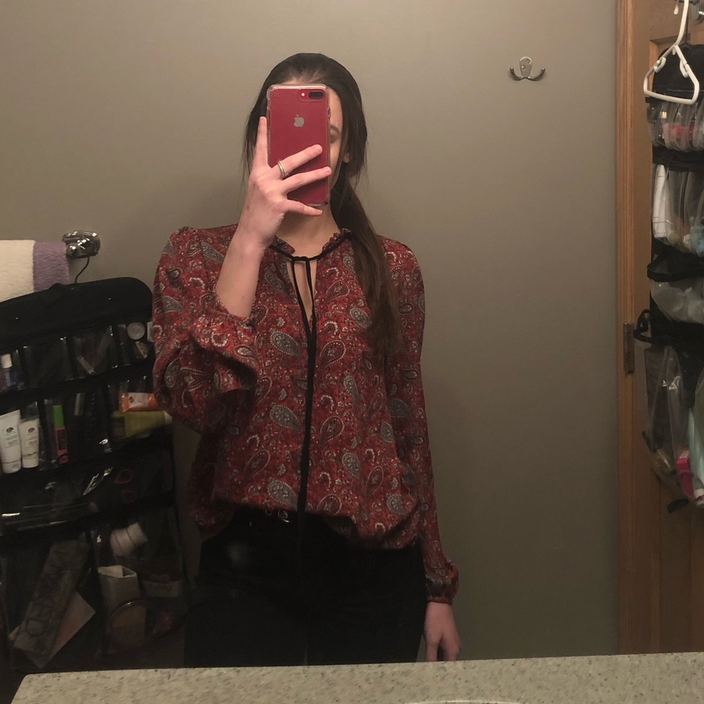 Forever 21 Dark Orange Paisley Blouse